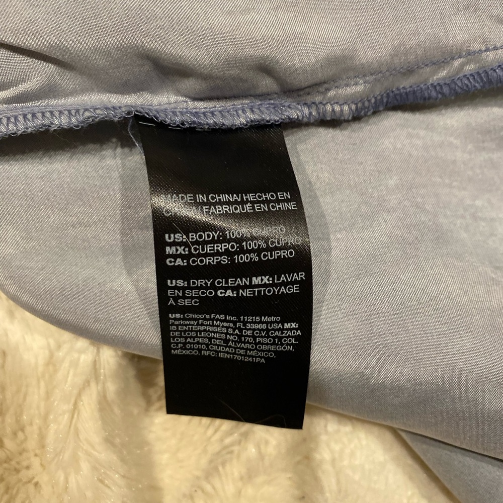 WHBM Elegant Blue Satin Mock Neck Women's Blouse size 12 - Picture 8 of 10